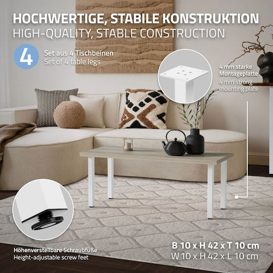 ML-Design ML-Design Metal Furniture Leg Suitable for Table / Coffee Table 4x4cm White