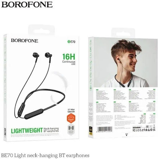 Borofone BE70 In-ear Bluetooth Handsfree Ακουστικά με Αντοχή στον Ιδρώτα Μαύρα