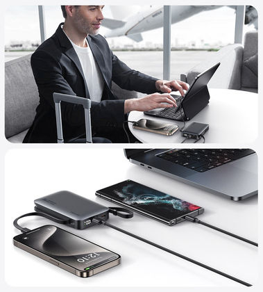 Usams XR Series CD228 Външна Батерия 10000mAh 20W с USB-A Изходен Порт и USB-C Изходен Порт Power Delivery / Бързо Зареждане Сива