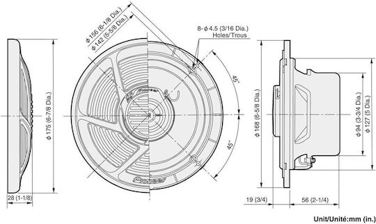 Pioneer Marine Speaker Set Marine TSMR1640 6" with 100W RMS White