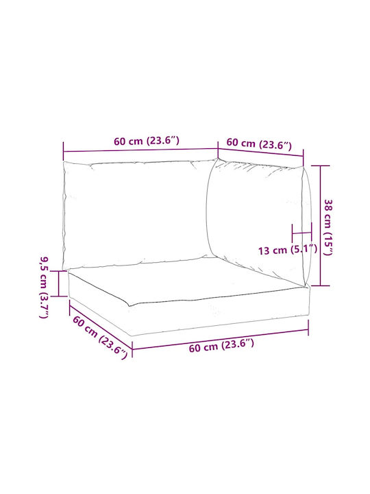 vidaXL Waterproof Sofa Cushion Pallet with Backrest Green 3 Pieces