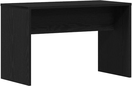 Masută De Toaletă De Podea Din Lemn Negru Stejar Cu Oglindă Și Taburet 60x40x140cm