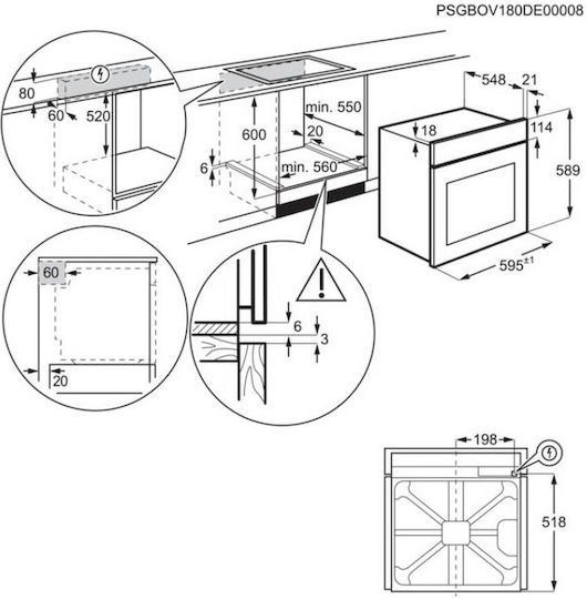 AEG 5000 Surroundcook Φούρνος άνω Πάγκου 72lt Π59.4εκ. Μαύρος