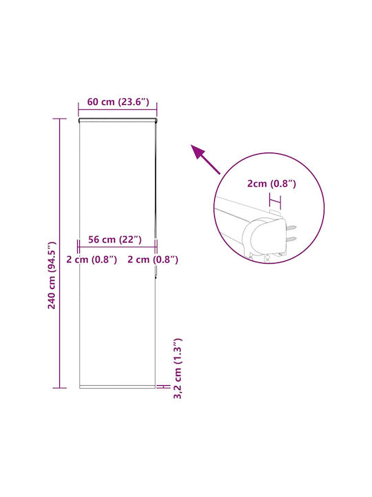 Vidaxl Duschvorhang Rollkassette 60x240cm Stoffbreite 56cm Mehrfarbig