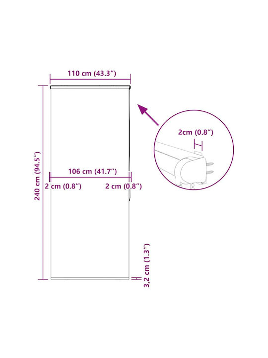 Vidaxl Κουρτίνα Μπάνιου Ρολό Κασέτα 110x240εκ Πλάτος Υφάσματος 106εκ Πολύχρωμο