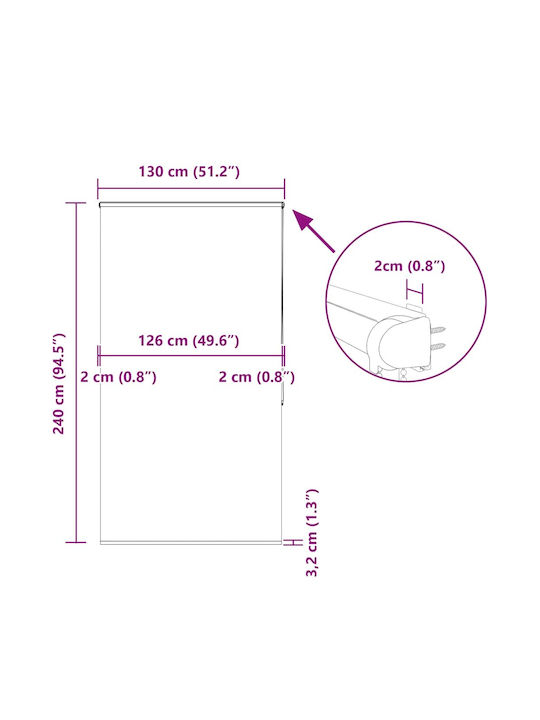 Vidaxl Κουρτίνα Μπάνιου Ρολό Κασέτα 130x240εκ Πλάτος Υφάσματος 126εκ Πολύχρωμο