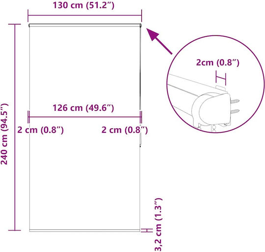 Vidaxl Κουρτίνα Μπάνιου Ρολό Κασέτα 130x240εκ Πλάτος Υφάσματος 126εκ Πολύχρωμο