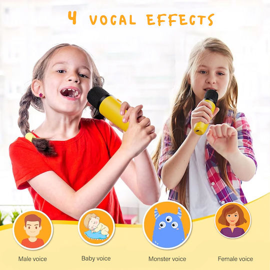Lamtech Ηχείο Karaoke με Ασύρματο Μικρόφωνο και Εφέ Φωτισμού LAM980237 Κίτρινο