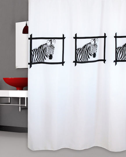San Lorentzo Zebra's Head Duschvorhang Stoff 180x180cm Weiß 1927