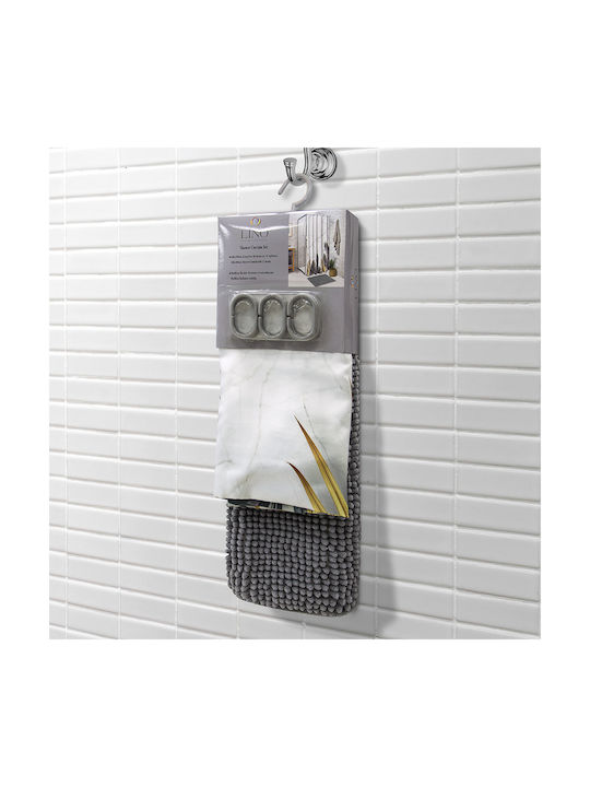 Lino Home Frame Shower Curtain Fabric 180x200cm Beige