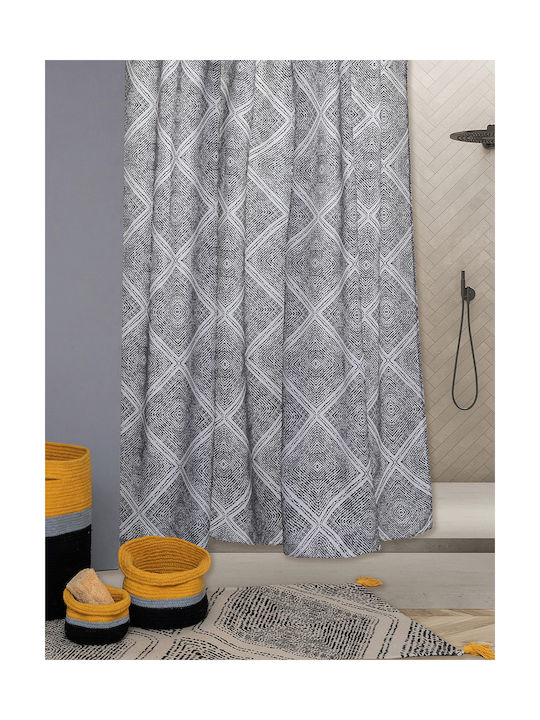 Palamaiki Tiles Κουρτίνα Μπάνιου Υφασμάτινη 180x200 cm Γκρι