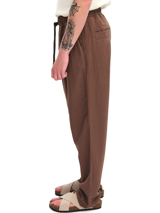 Vilnius Rel Men's Trousers in Loose Fit Brown