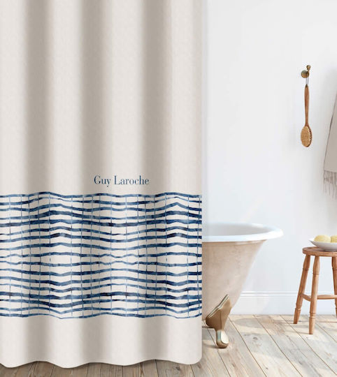 Guy Laroche Shower Curtain Fabric with Hooks 240x185cm Denim