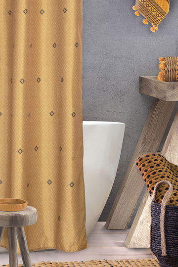 Nef-Nef Homeware Insignia Fabric Shower Grommet Curtain 180x180cm Mustard 028998