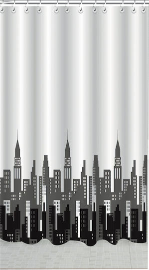 Cyclops City Κουρτίνα Μπάνιου Υφασμάτινη 180x200cm Λευκή Cyclops City Κουρτίνα Μπάνιου Υφασμάτινη 180x200cm Λευκή