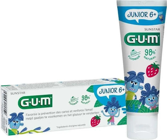 GUM Junior Children's Toothpaste for 7+ Years with Strawberry Flavor 50ml