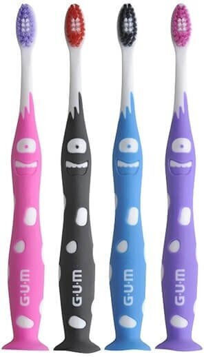 GUM 902 Junior Monster Children's Toothbrush For 6+ Years Light Blue-Blue