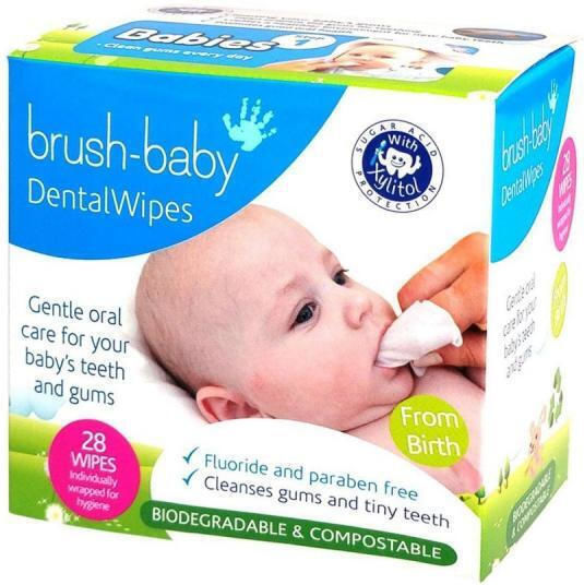 Brush Baby Șervețele Dentare Set Periuțe de Dinți pentru Bebeluși de Deget pentru 0m+ 28 Bucăți Albe