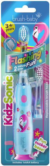 Brush Baby Kidz Sonic Παιδική Ηλεκτρική Οδοντόβουρτσα με Χρονόμετρο για 3+ Χρονών Flamingo με Ανταλλακτικά