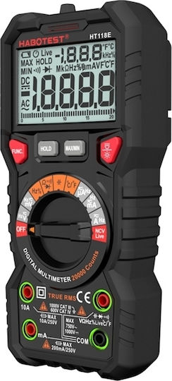 Habotest Digitales Multimeter Wahre Effektivwert mit AC / DC / Widerstand / Kapazität / Temperaturmessung HT118E