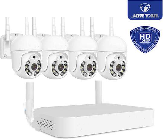 Система за наблюдение 4 Камери Безжични Камери IP 1080p с Записващо устройство & Монитор