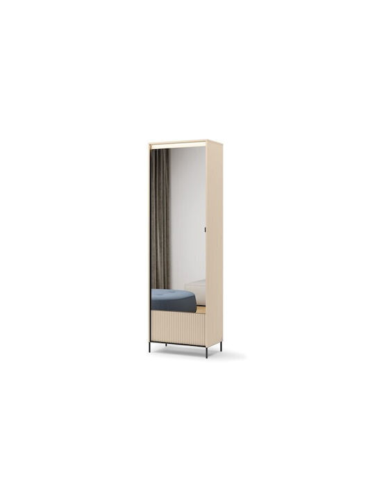 Lorfera 111 Entry Furniture with Mirror & Wardrobe Beige, Black 65x40x210cm