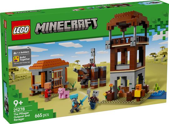 LEGO Minecraft The Pillager Outpost and Ravager for Ages 9+ 665 Pieces