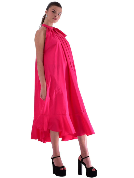Summer Midi Dress for Wedding and Christening Fuchsia