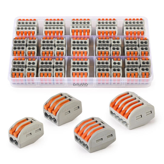 Clema Set of Quick Connectors, Quick Terminal Blocks with Lever for Electrical Installations with 2, 3, 4, and 5 Pins, Type 222 46buc