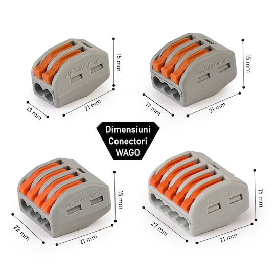 Clema Set of Quick Connectors, Quick Terminal Blocks with Lever for Electrical Installations with 2, 3, 4, and 5 Pins, Type 222 46buc
