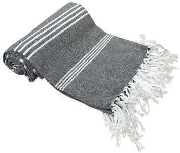 Linea Home Beach Towel Pareo Cotton Grey with Fringes 90x170cm