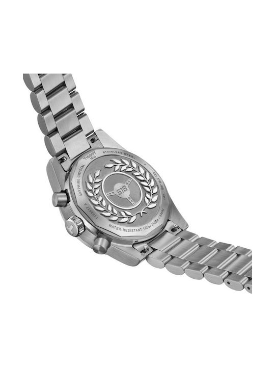 Tissot Ανδρικό Ρολόι 40mm Χρονογράφος Μπαταρίας με Ασημί Μεταλλικό Μπρασελέ
