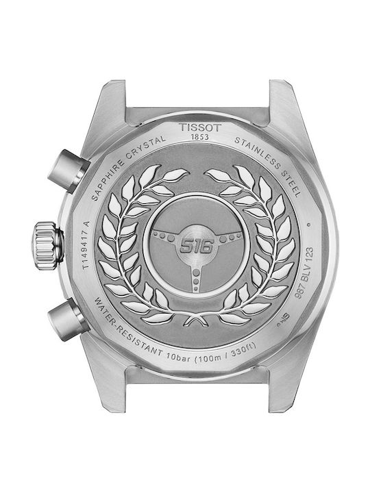 Tissot Ανδρικό Ρολόι 40mm Χρονογράφος Μπαταρίας με Ασημί Μεταλλικό Μπρασελέ