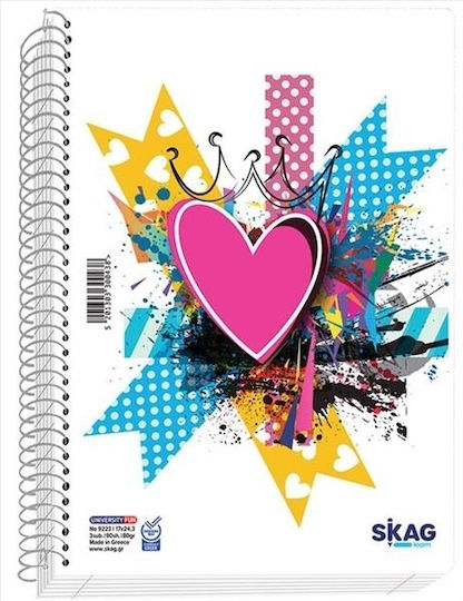 Skag Spiral Notebook Ruled A4 3 Subjects University Fun Urban 1pcs