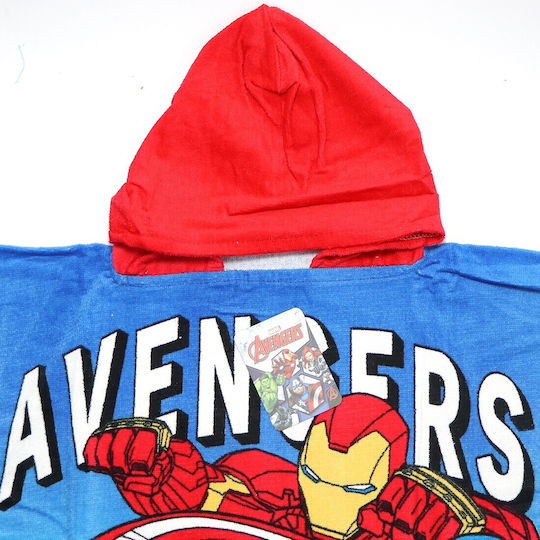 Marvel Avengers Παιδικό Βαμβακερό Πόντσο Θαλάσσης 55x110εκ Ye18250 Μπλε