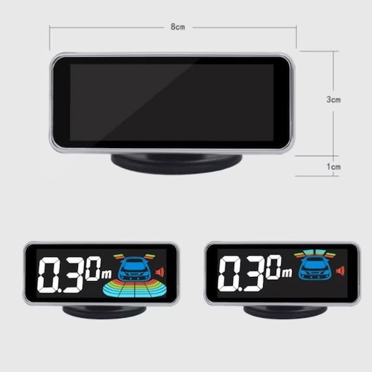 Sistem de Parcare Auto Electro AG cu Ecran / Buzzer și 8 Senzori 22mm în Culoare Albastru