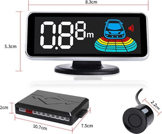 Sistem de Parcare Auto Electro AG cu Ecran / Buzzer și 8 Senzori 22mm în Culoare Albastru
