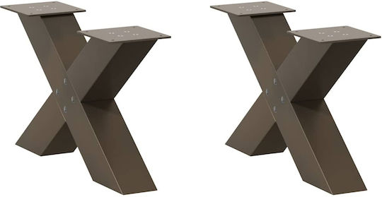 vidaXL Metallic Furniture Leg 2 Pieces Suitable for Table / Coffee Table / Office 60x30x30cm Natural