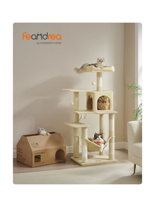 Feandrea Scratching Post Cat Trees Beige 5 levels 55x45x143cm
