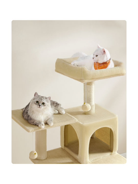 Feandrea Scratching Post Cat Trees Beige 5 levels 55x45x143cm