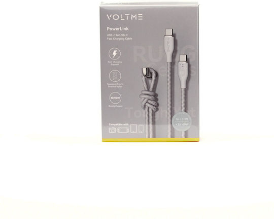 Voltme Braided USB 2.0 Cable USB-C male - USB-C 100W PD Γκρι 1m C2052