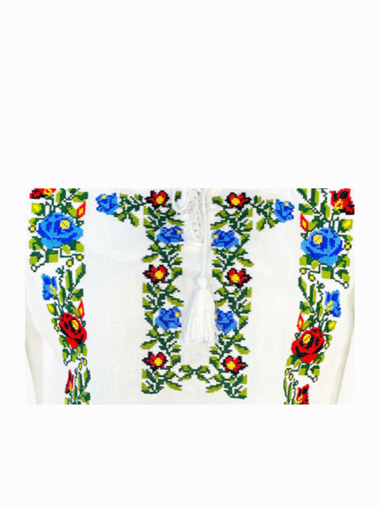 Bluze Damă Bumbac Mânecă Lungă Alb Verde