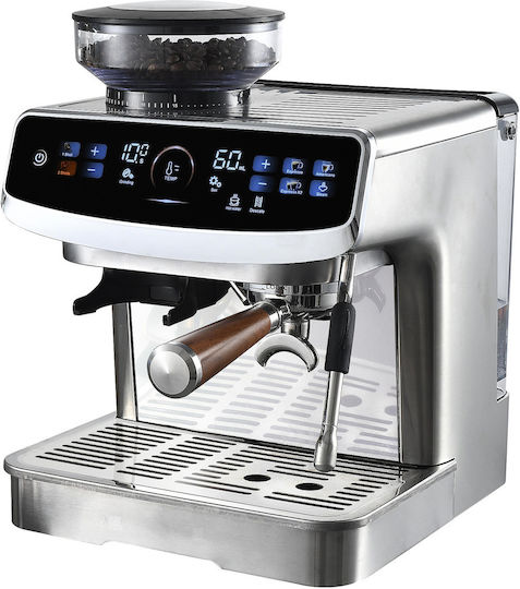 Finlux Αυτόματη Μηχανή Espresso 2450W Πίεσης 20bar με Μύλο Άλεσης Ασημί FEM-1935D