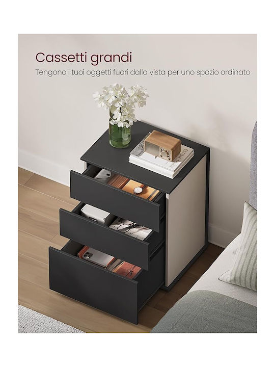 Black Wooden Bedside Table 45x35x58.7cm