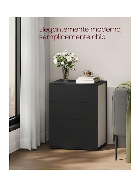 Black Wooden Bedside Table 45x35x58.7cm
