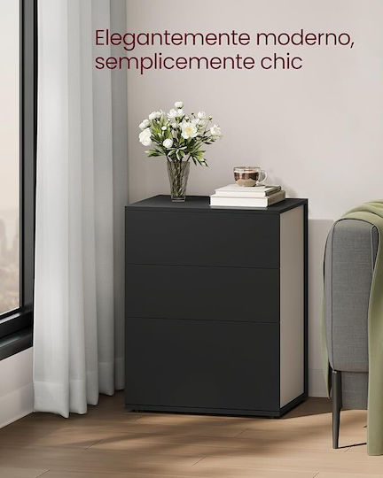 Black Wooden Bedside Table 45x35x58.7cm