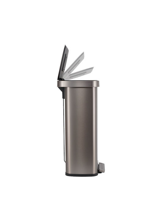 Estia Soft Close Mülleimer aus Inox mit Pedal Silber 70lt