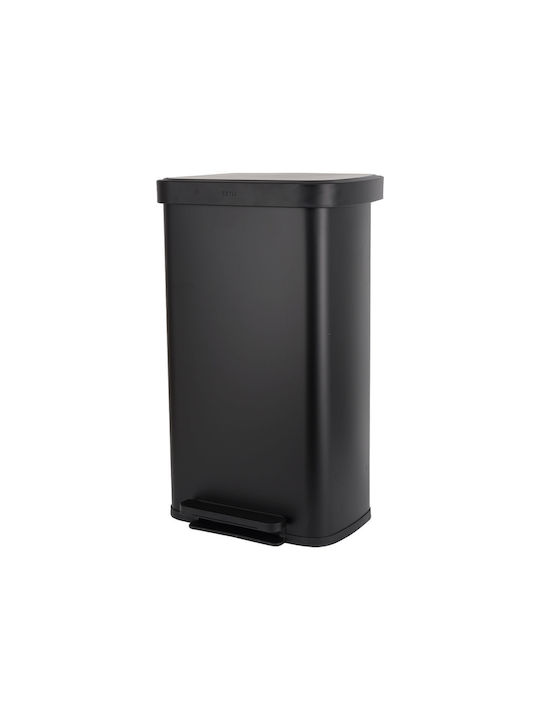 Estia Soft Close Mülleimer aus Inox mit Pedal Schwarz 70lt
