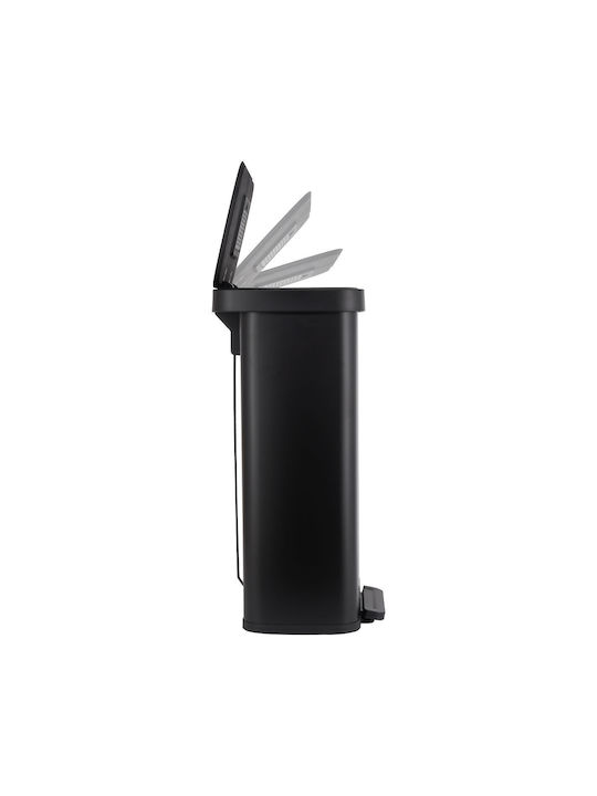 Estia Soft Close Mülleimer aus Inox mit Pedal Schwarz 70lt