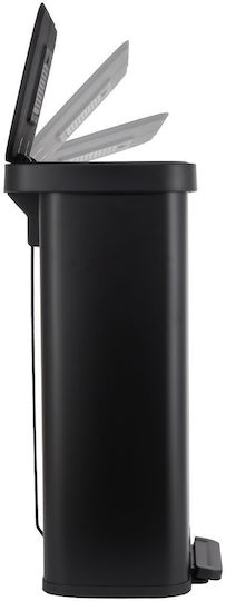 Estia Estia Mülleimer Soft Close aus Inox mit Pedal Schwarz 70lt